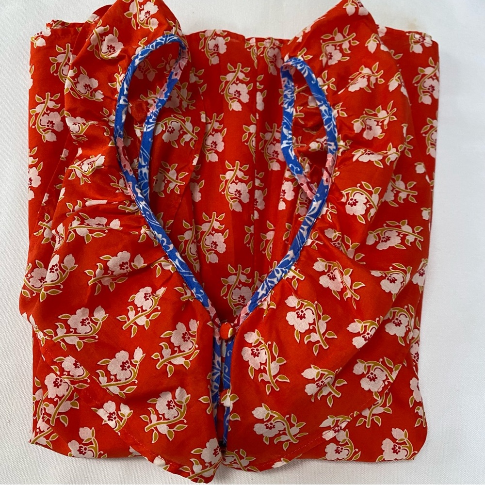 J.Crew Block Print Ruffle Flutter V-Neck Blouse Boho S - Picture 8 of 8